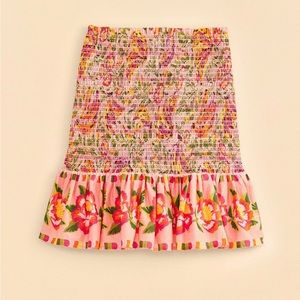 Farm Rio - Pink Painted Bananas Smocked Mini Skirt